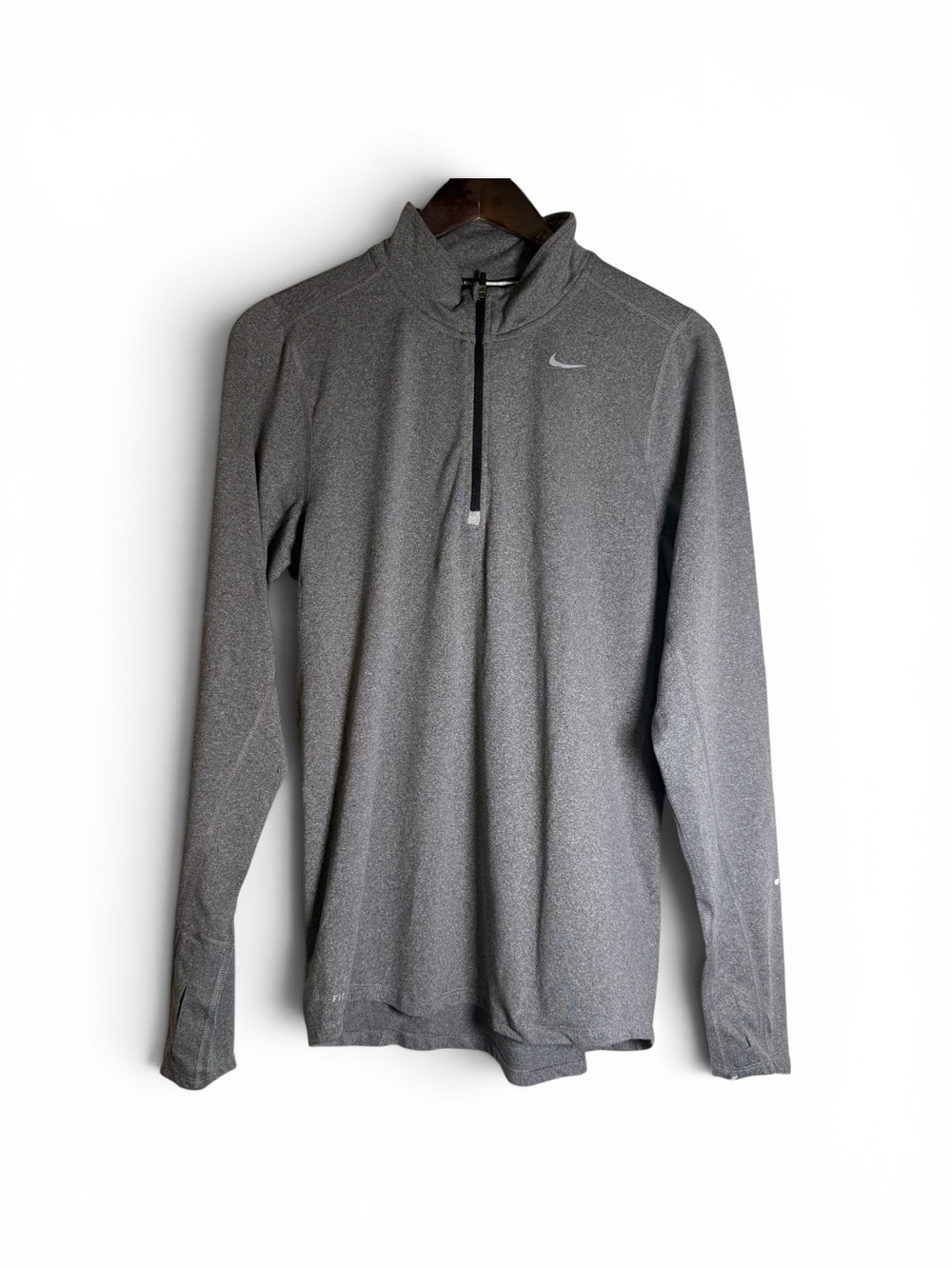 Nike Running Dri-FIT Men’s Gray Quarter Zip Pullover Size Small Thumbholes